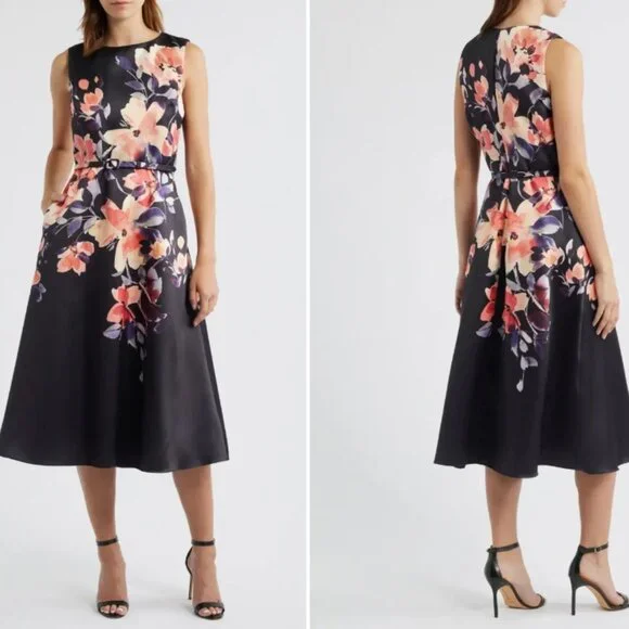 Julia Jordan Placed Floral Cocktail Midi Dress - Picture 2 of 5